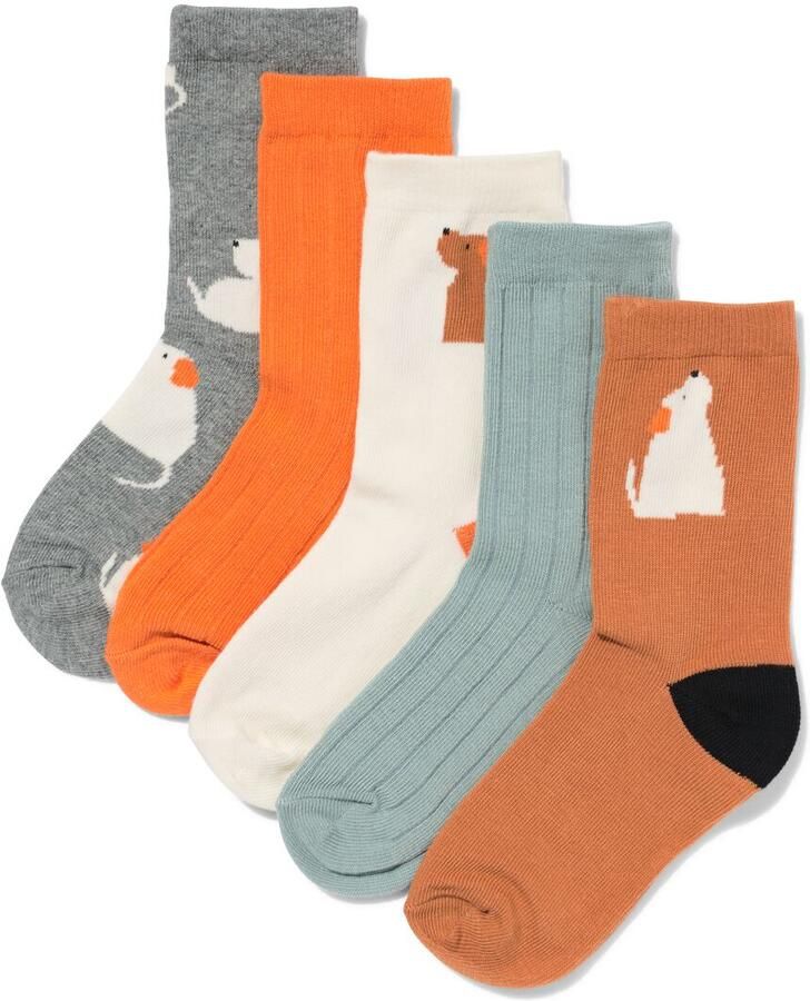 HEMA Kindersokken Hond 5 Paar Grijsmelange (grijsmelange) - Foto 3