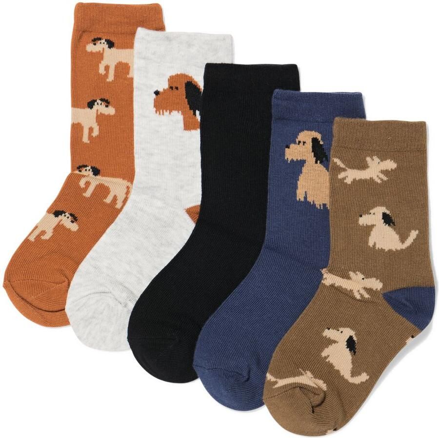 HEMA Kindersokken Honden 5 Paar Middenbruin (middenbruin)