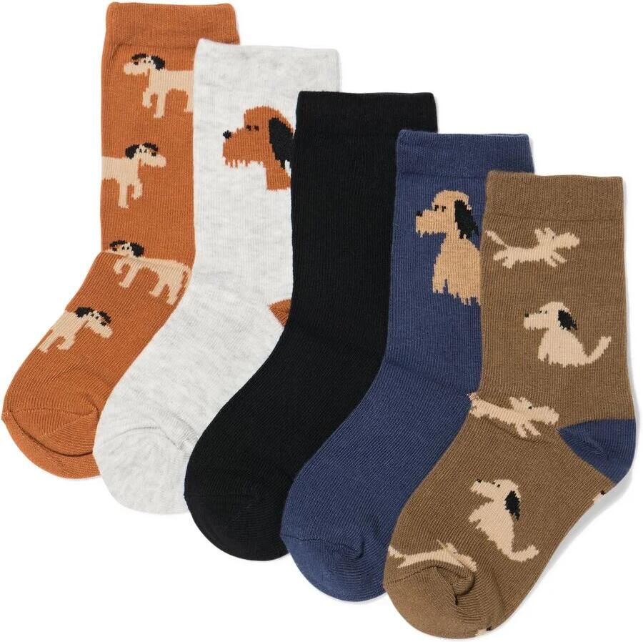 HEMA Kindersokken Honden 5 Paar Middenbruin (middenbruin)