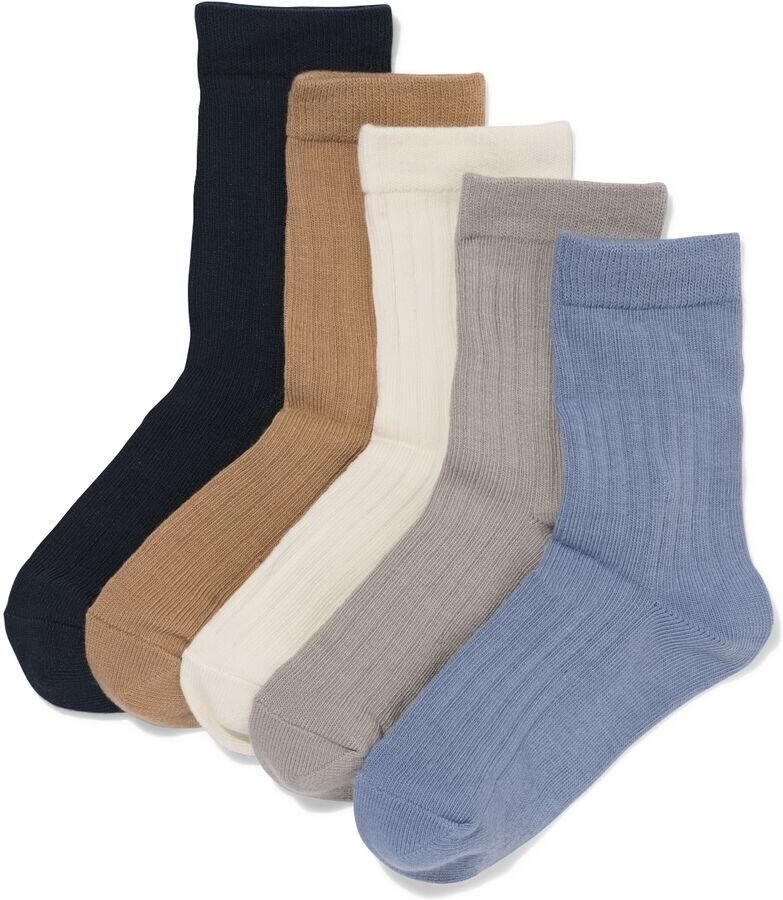 HEMA Kindersokken Rib 5 Paar Middenblauw (middenblauw)