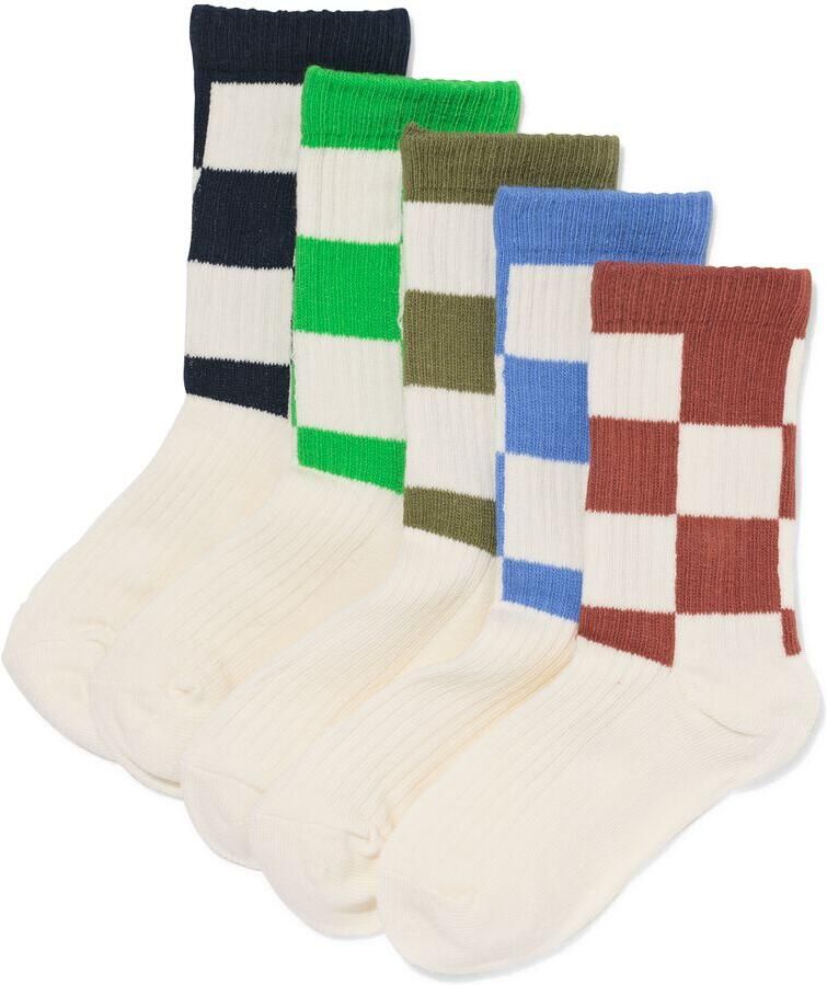 HEMA Kindersokken Rib Blokken 5 Paar Beige (beige) - Foto 2