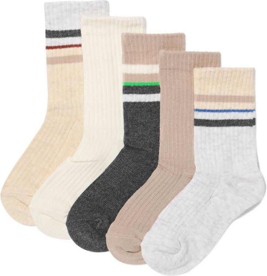 HEMA Kindersokken Rib Strepen 5 Paar Grijsmelange (grijsmelange)