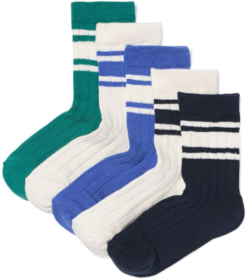 HEMA Kindersokken Strepen 5 Paar Donkerblauw (donkerblauw) - Foto 2