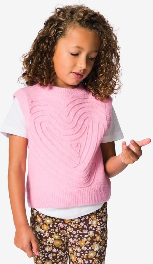 HEMA Kinderspencer Grofgebreid Hartjes Roze