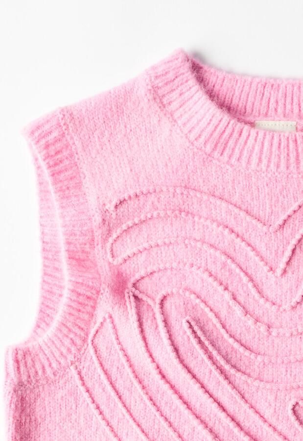 HEMA Kinderspencer Grofgebreid Hartjes Roze - Foto 2