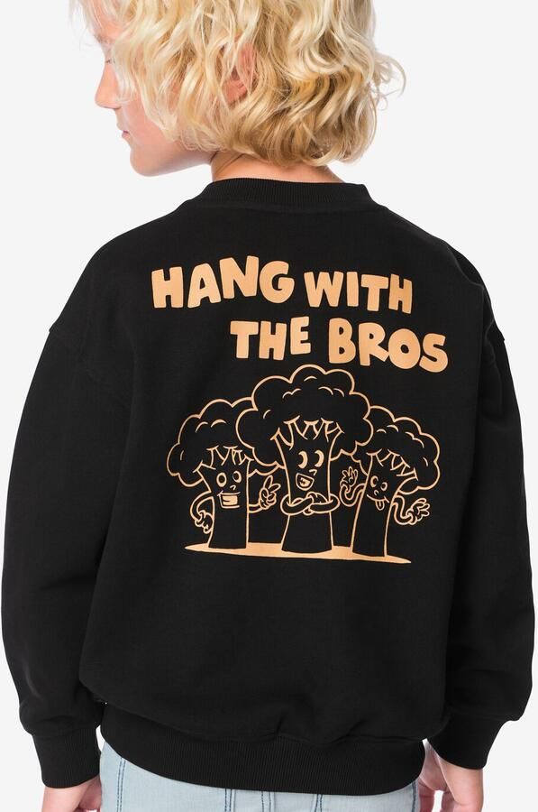 HEMA Kindersweater Gezichtjes Zwart (zwart)
