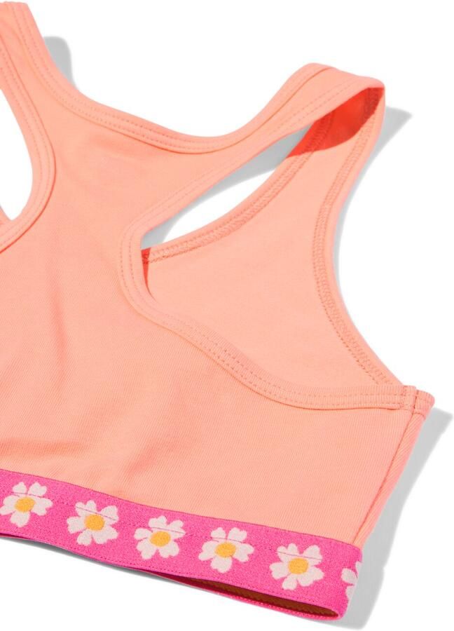 HEMA Kindertop Crop Bloemen 2 Stuks Perzik (perzik) - Foto 2