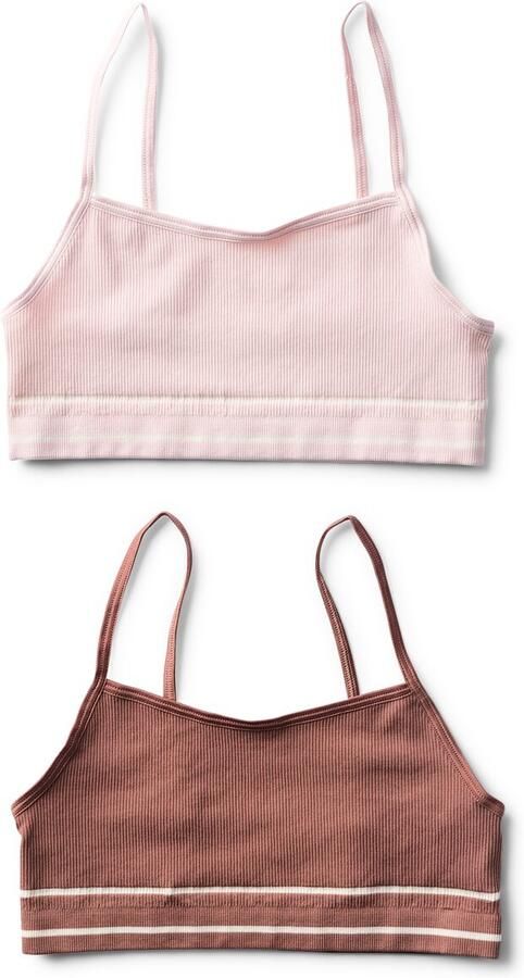 HEMA Kindertop Naadloos Rib 2 Stuks Bruin