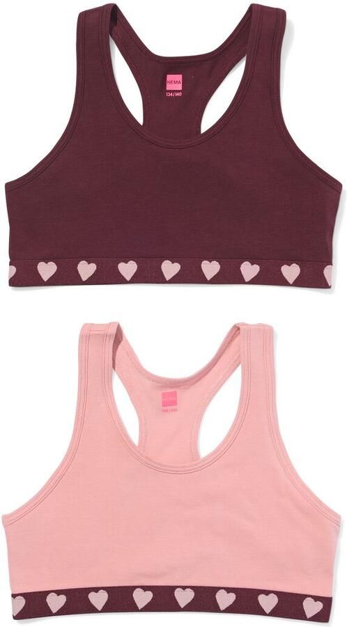 HEMA Kindertops Hartjes 2 Stuks Bruin (bruin)