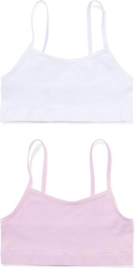 HEMA Kindertops Naadloos Rib 2 Stuks Lichtpaars (lichtpaars)