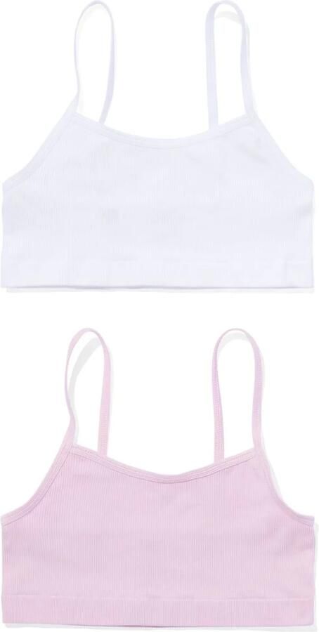 HEMA Kindertops Naadloos Rib 2 Stuks Lichtpaars (lichtpaars)