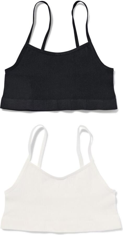 HEMA Kindertops Naadloos Rib 2 Stuks Wit (wit)