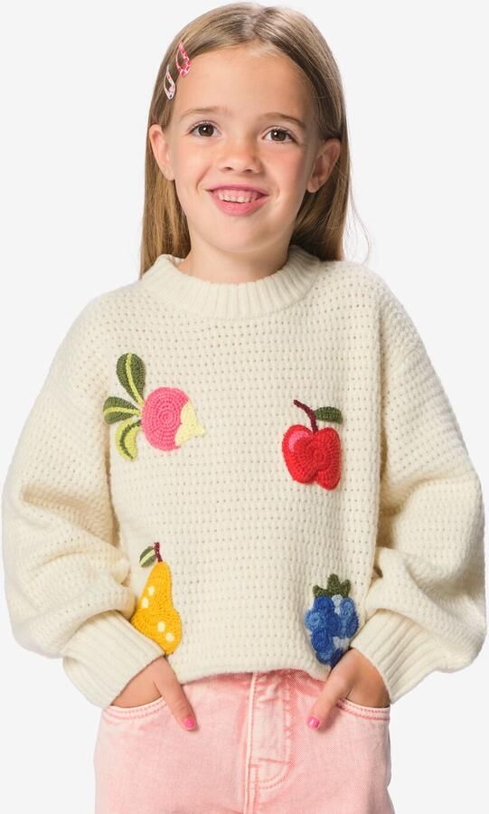 HEMA Kindertrui Ajour Fruit Ecru