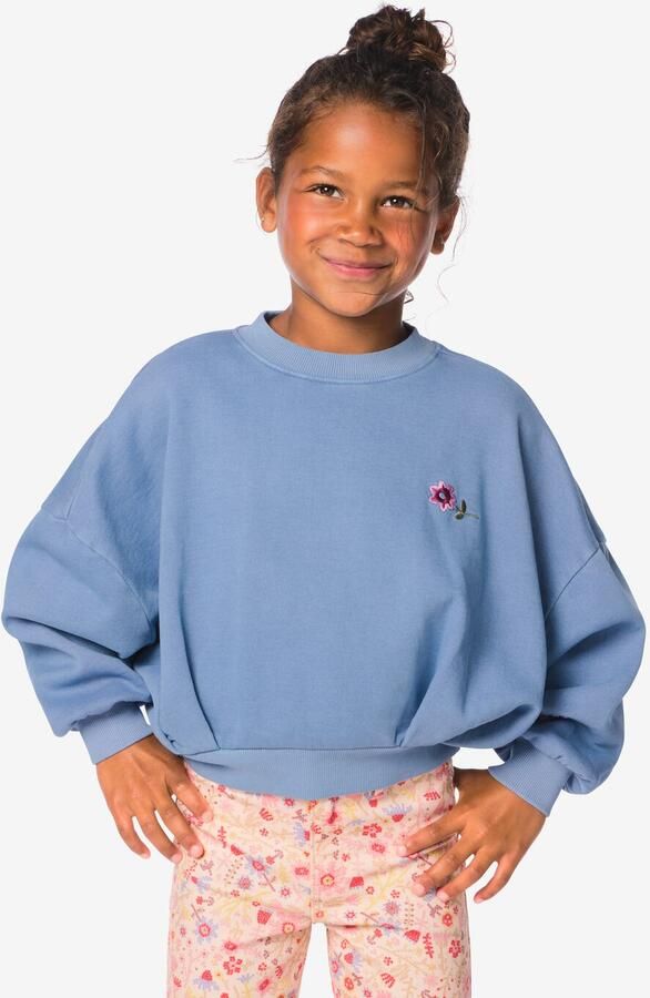 HEMA Kindertrui Bloemen Blauw (blauw)