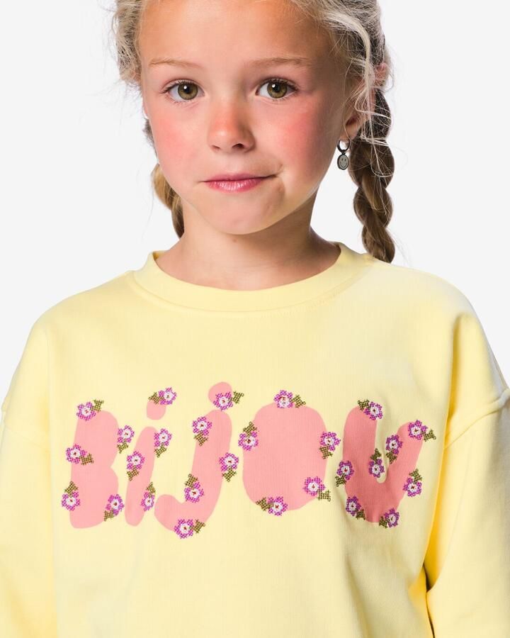 HEMA Kindertrui Bloemen Lichtgeel (lichtgeel)