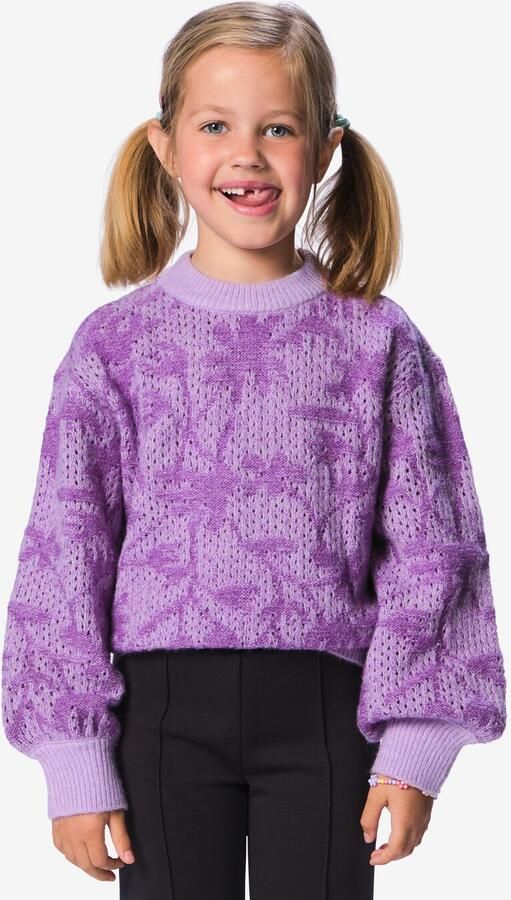 HEMA Kindertrui Bloemen Lila (lila)