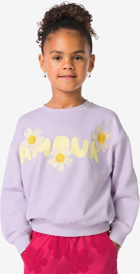 HEMA Kindertrui Bloemen Paars (paars)