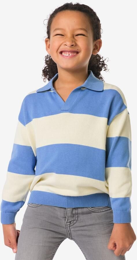 HEMA Kindertrui Fijngebreid Strepen Blauw (blauw)