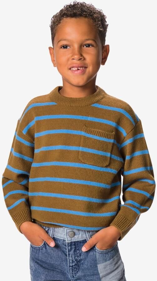 HEMA Kindertrui Gebreid Strepen Bruin