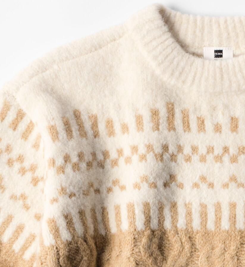 HEMA Kindertrui Grofgebreid Noors Beige - Foto 2
