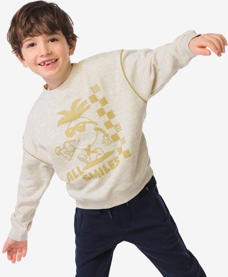 HEMA Kindertrui Print Retro Grijsmelange (grijsmelange) - Foto 2