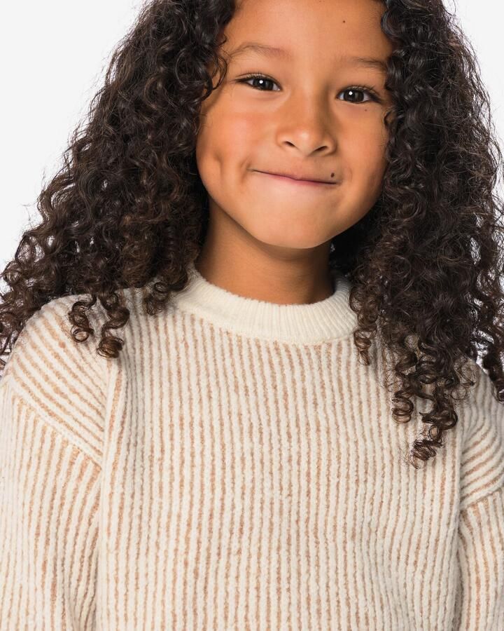 HEMA Kindertrui Rib Strepen Beige - Foto 2