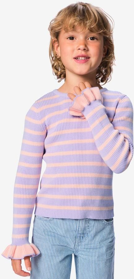 HEMA Kindertrui Rib Strepen Lila (lila)