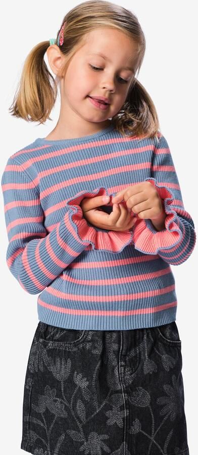 HEMA Kindertrui Rib Strepen Roze (roze)