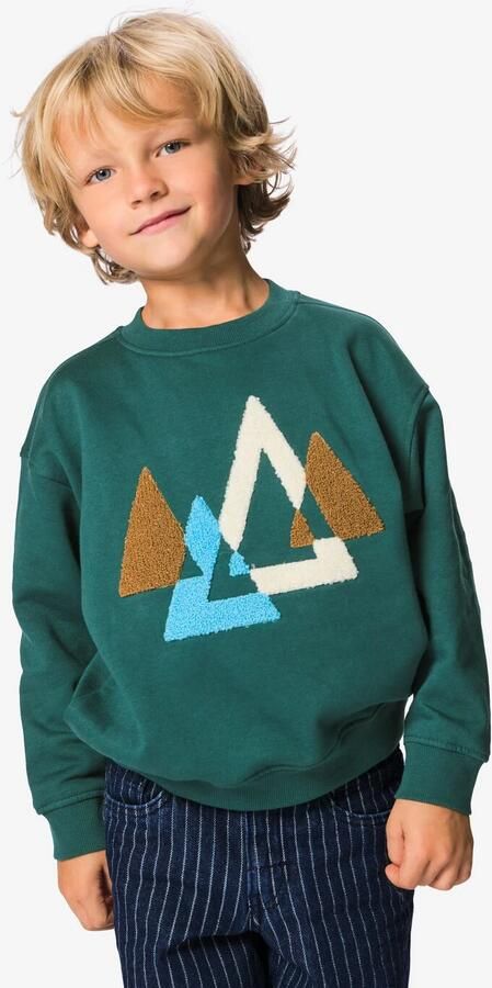 HEMA Kindertrui Sweatstof Abstract Groen