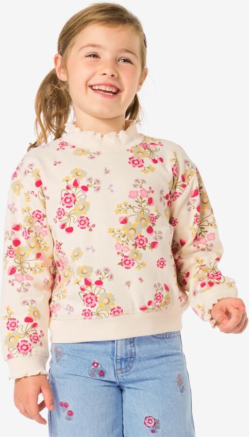 HEMA Kindertrui Sweatstof Bloemen Ecru (ecru) - Foto 2