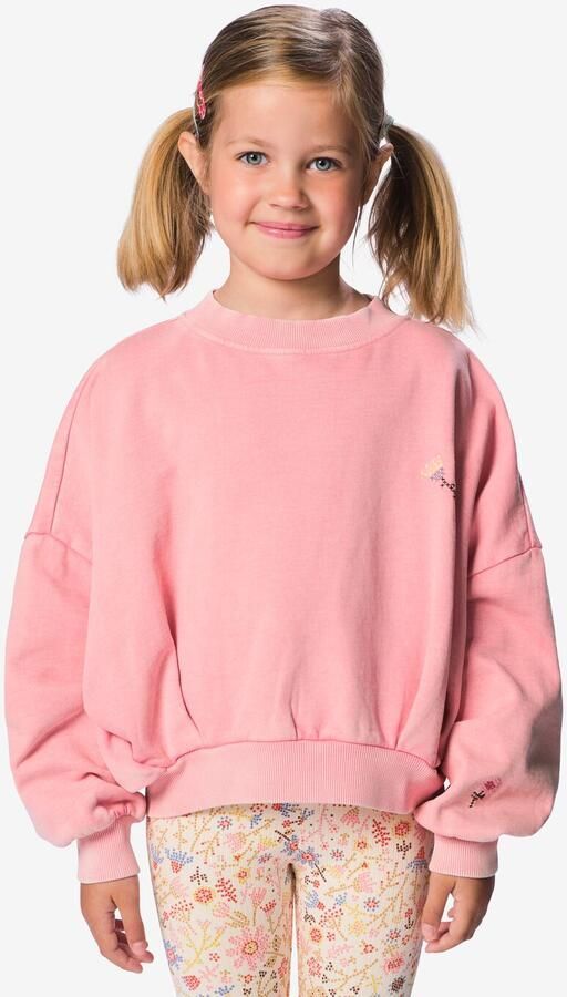 HEMA Kindertrui Sweatstof Bloemen Roze (roze)