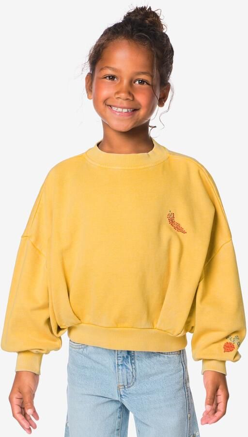 HEMA Kindertrui Sweatstof Eten Mosterdgeel (mosterdgeel)