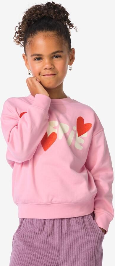 HEMA Kindertrui Sweatstof Hartjes Roze (roze) - Foto 2