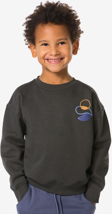 HEMA Kindertrui Sweatstof Print Donkergrijs (donkergrijs) - Foto 2