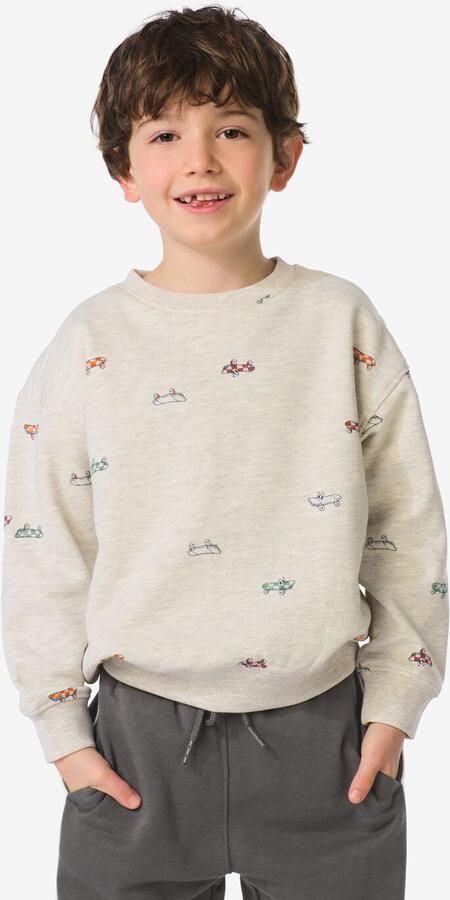 HEMA Kindertrui Sweatstof Print Grijsmelange (grijsmelange) - Foto 2
