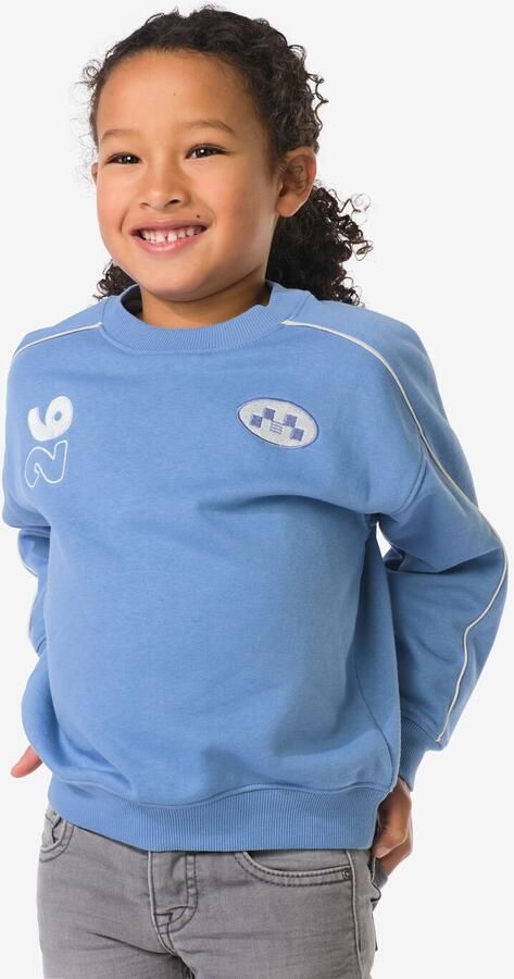 HEMA Kindertrui Sweatstof Tekst Blauw (blauw) - Foto 2
