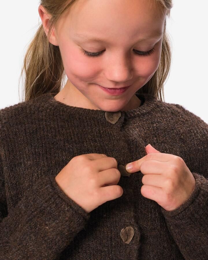 HEMA Kindervest Grofgebreid Hartjes Bruin - Foto 2