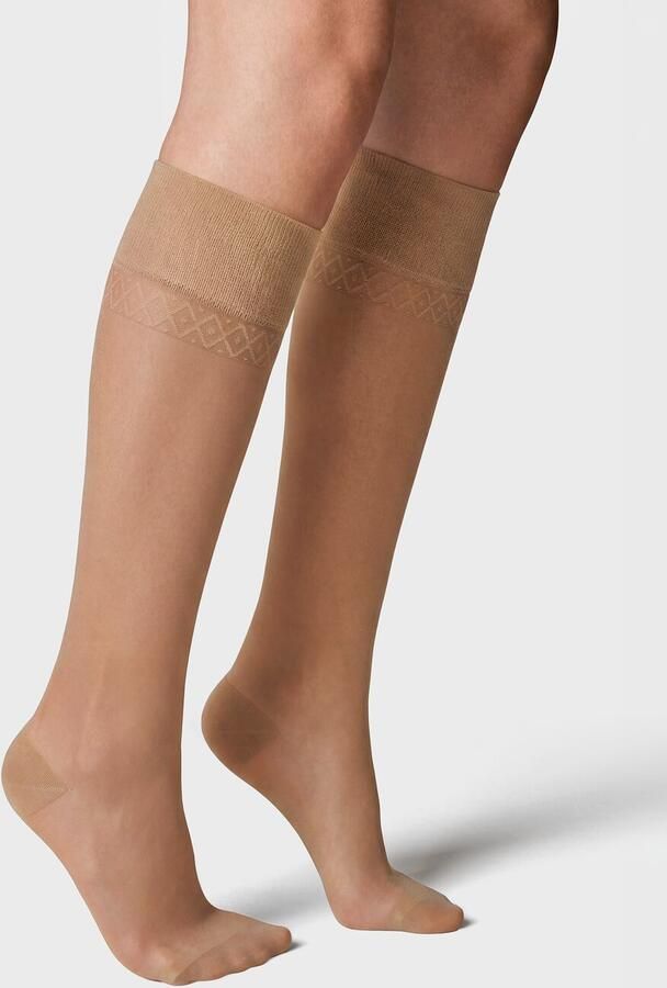 HEMA Kniekousen Light Support 40 Denier Glans 2 Paar Beige (beige)
