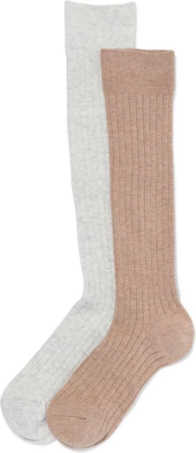 HEMA Kniekousen Rib 2 Paar Bruin (bruin) - Foto 2