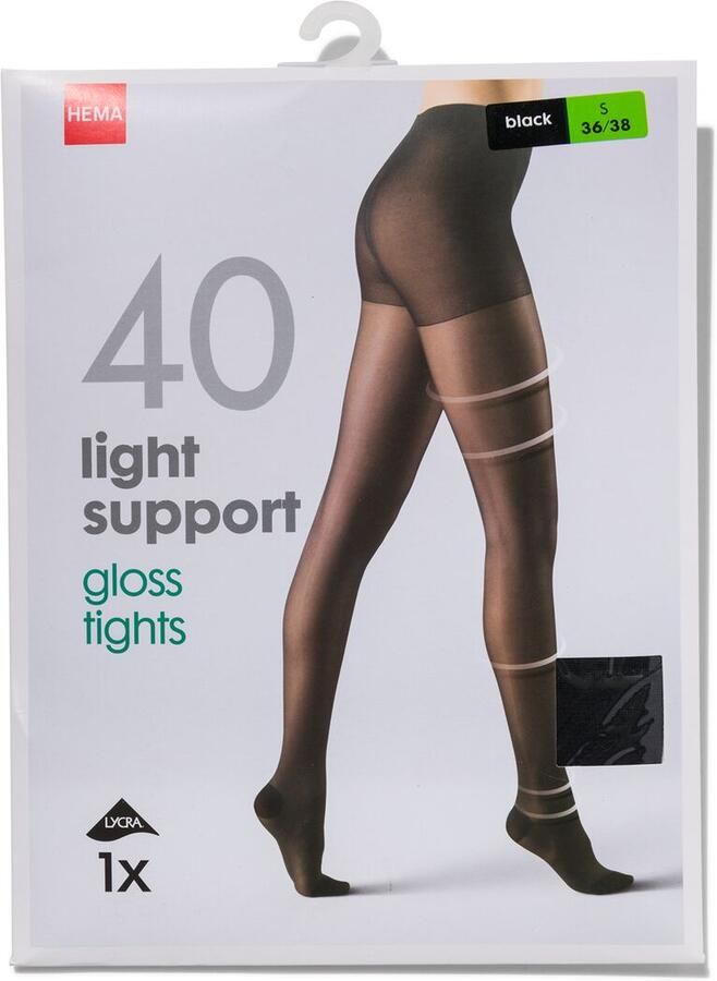 HEMA Light Support Gloss Panty 40 Denier Zwart