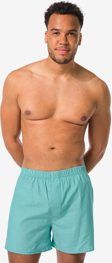 HEMA Losse Herenboxer Chambray Groen (groen)