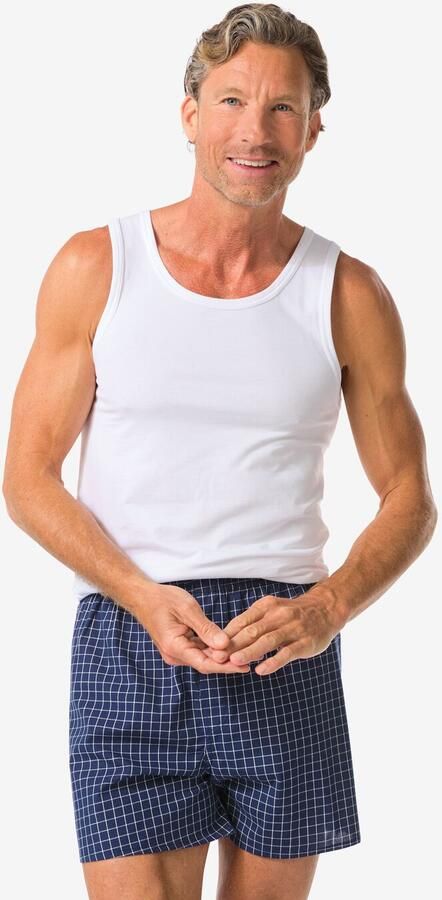 HEMA Losse Herenboxer Ruiten Donkerblauw (donkerblauw) - Foto 2