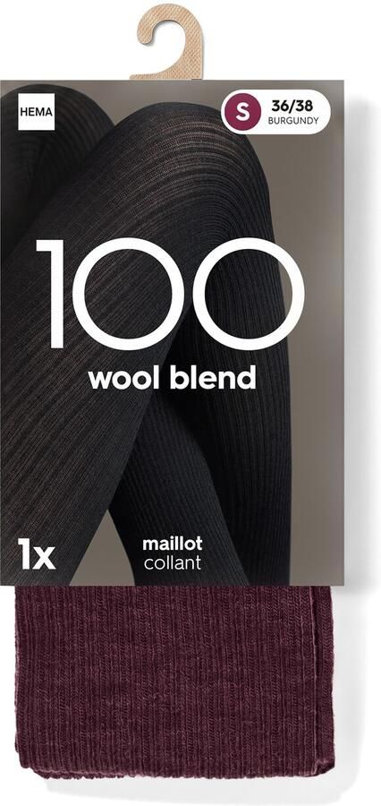 HEMA Maillot Wolblend 100 Denier Bordeauxrood (bordeauxrood) - Foto 2