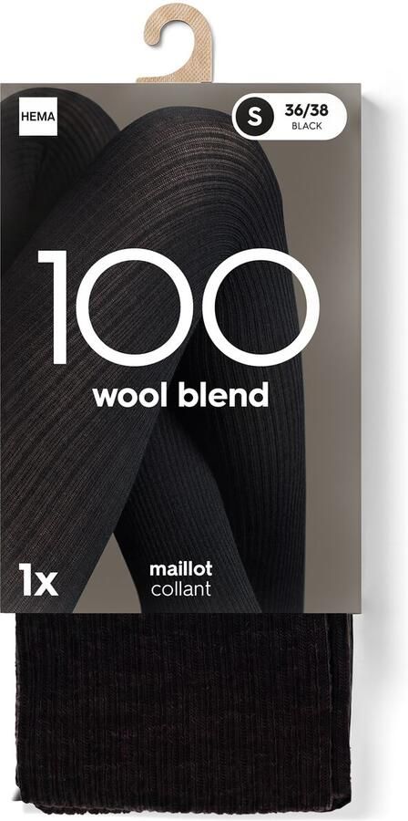 HEMA Maillot Wolblend 100 Denier Zwart (zwart) - Foto 2