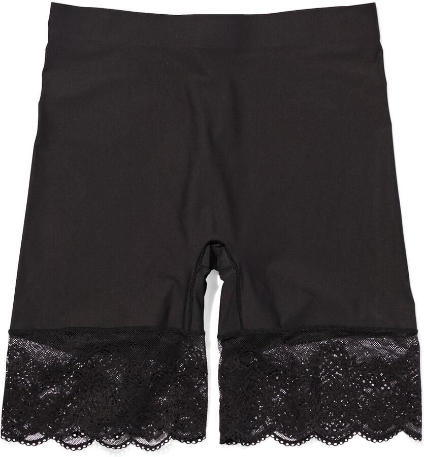 HEMA Medium Corrigerende Biker Hoge Taille Met Kant Zwart (zwart)