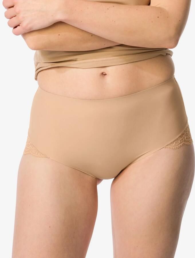 HEMA Medium Corrigerende Slip Hoge Taille Met Kant Beige (beige)