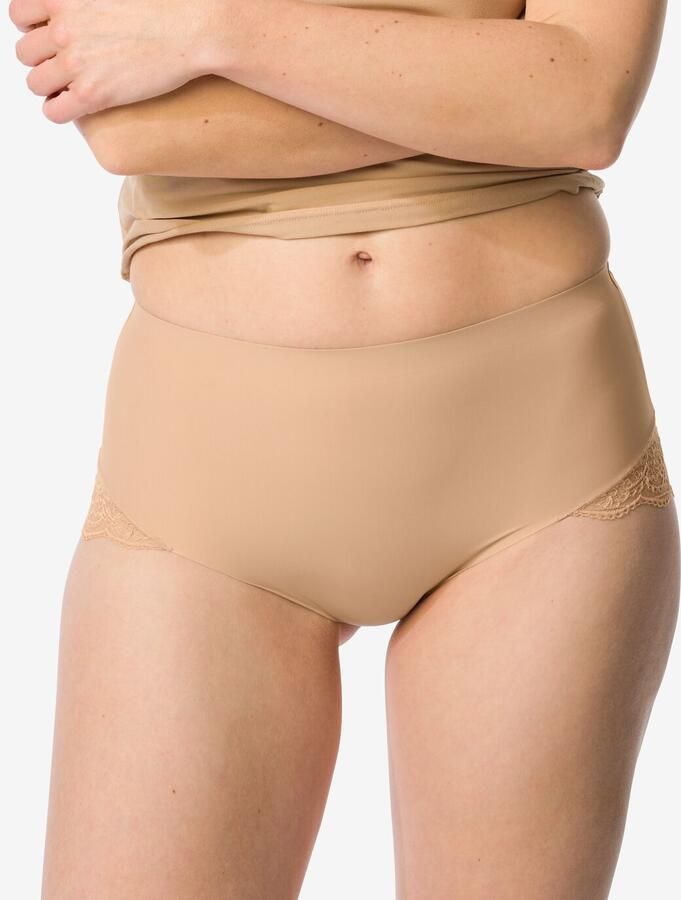 HEMA Medium Corrigerende Slip Hoge Taille Met Kant Beige (beige)
