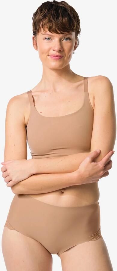 HEMA Medium Corrigerende Slip Hoge Taille Met Kant Lichtbruin (lichtbruin)