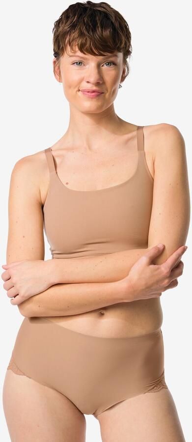 HEMA Medium Corrigerende Slip Hoge Taille Met Kant Lichtbruin (lichtbruin)