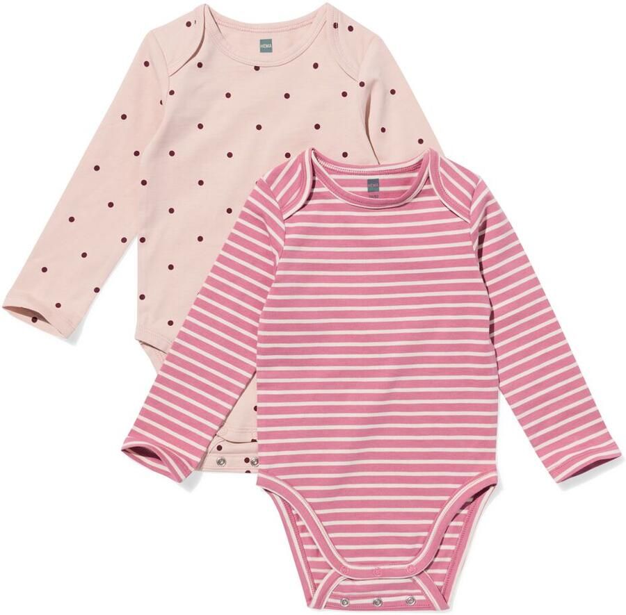HEMA Meegroeirompers Rib Stippen 2 Stuks Roze (roze)